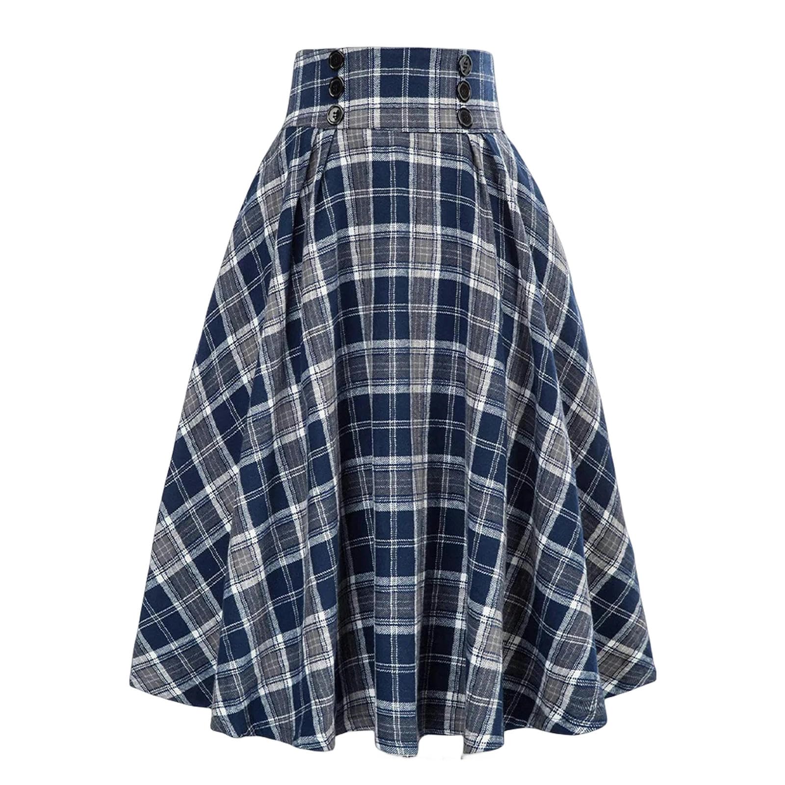 Mdybf Spódnice damskie w stylu vintage, plisowana, spódnica zimowa w kratkę
