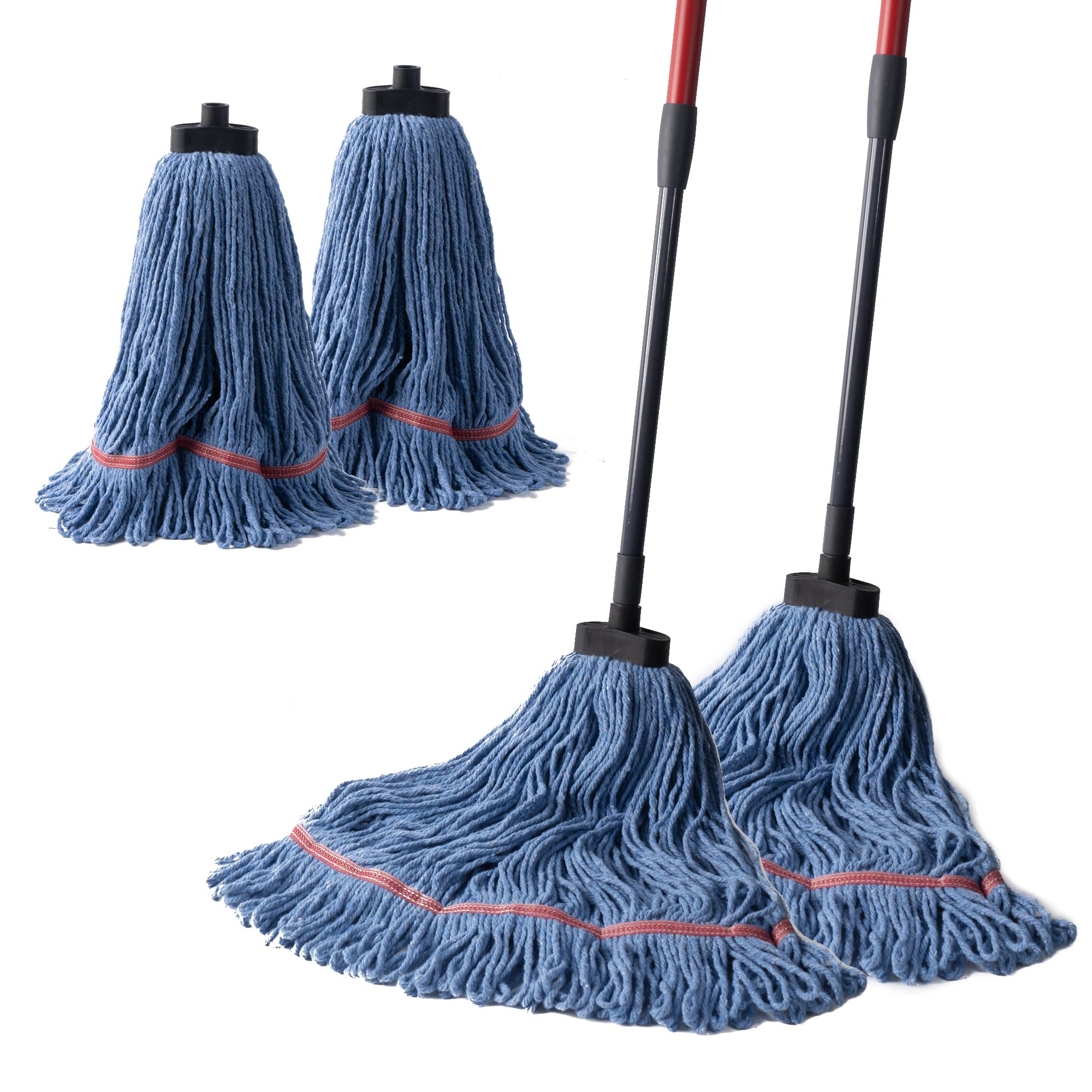 Matthew Large Commercial&Residential Mop Heavy Duty Industrial Mops w/Screw-on handle(Fit Standard American Screw)Looped-End String Wet Cotton Mops