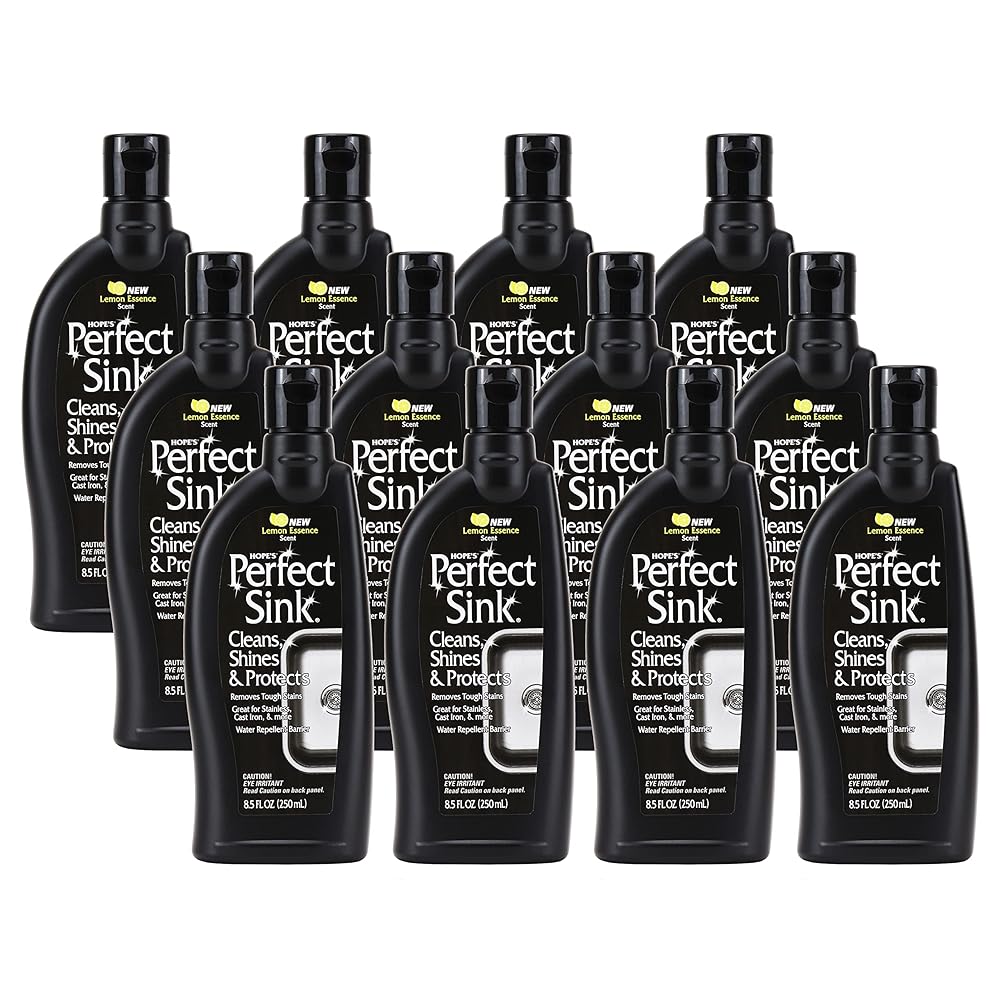 HOPE\'S Perfect Sink 8.5 oz Sink Cleaner and Polish, Restorative, Water-Repellant Formula, Stain Remover, Good for Stainless Steel, Cast Iron, Porcelain, Corian, Composite, 12 Pack
