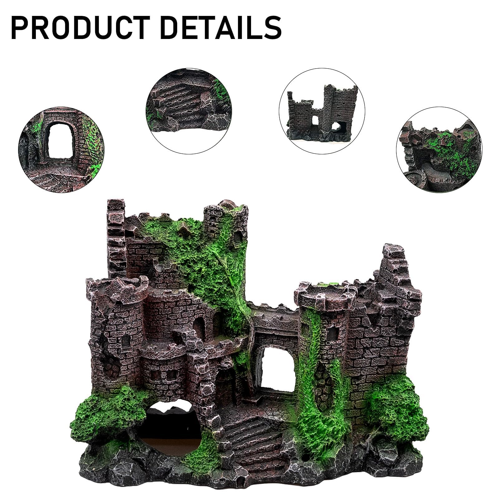 Accessori a forma di drago barbuto, confezione da 5 pezzi, decorazione per rettili, amaca, castello in resina, rampicanti e foglie della giungla, con ventose, decorazione per vivarium per gechi