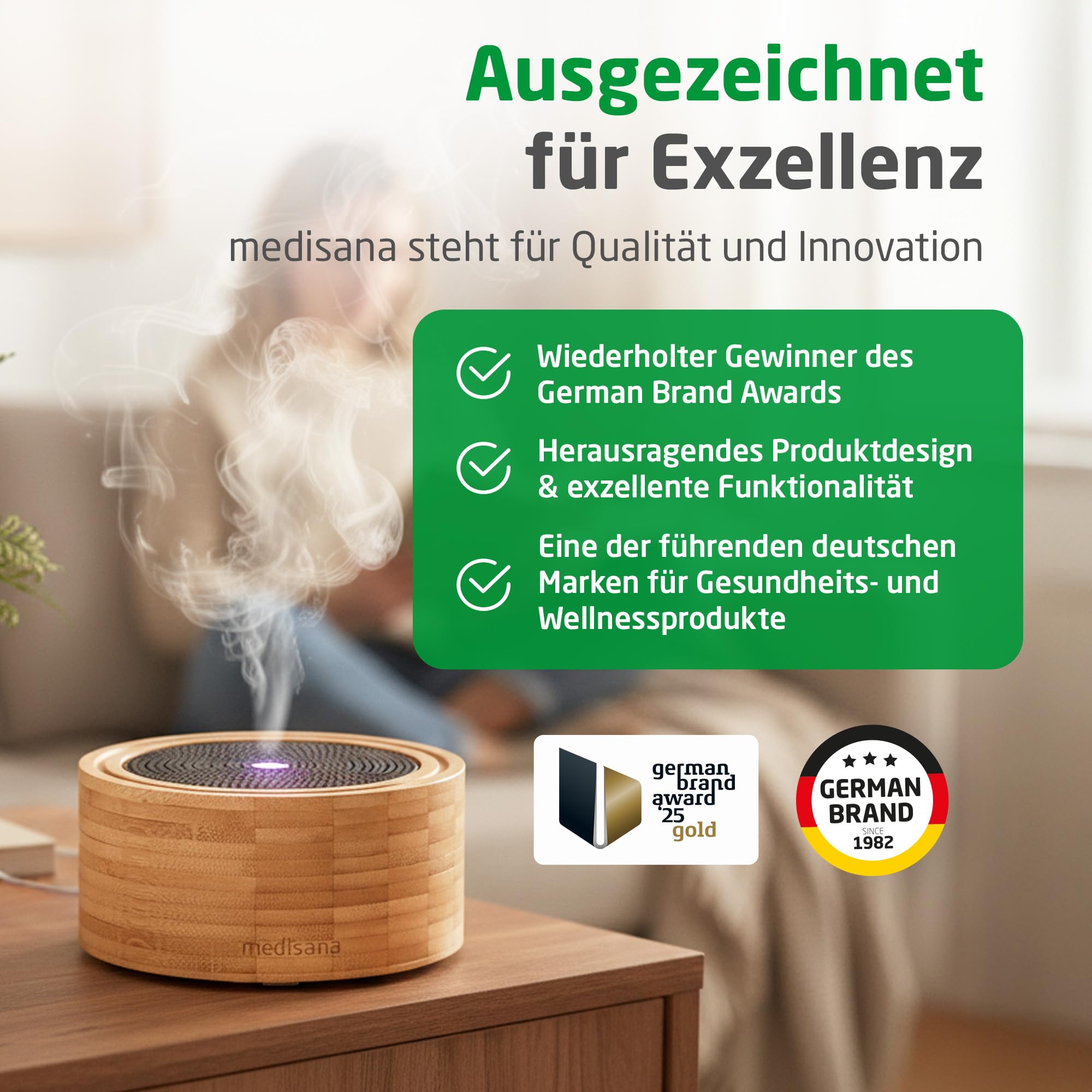 Medisana AD 625 Aroma Diffuser, Duftl Diffusor fr therische le,  Duftlampe mit Wellness-Licht in 6 Farben, Luftbefeuchter fr Wohnzimmer,  Schlafzimmer, Bro, Raumbefeuchter 100 ml : Amazon.de: Drogerie &  Krperpflege