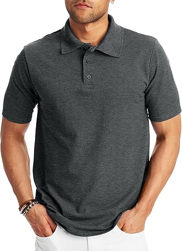 Hanes - Camisa polo para hombre, de manga corta y peso medio, con tecnología X-Temp