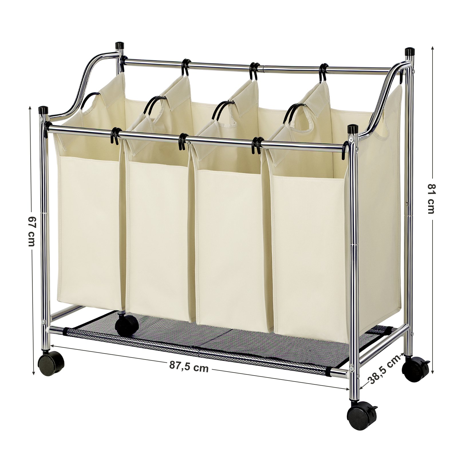 Buy SONGMICS Laundry Basket, Laundry Sorter on Wheels, Laundry Trolley
