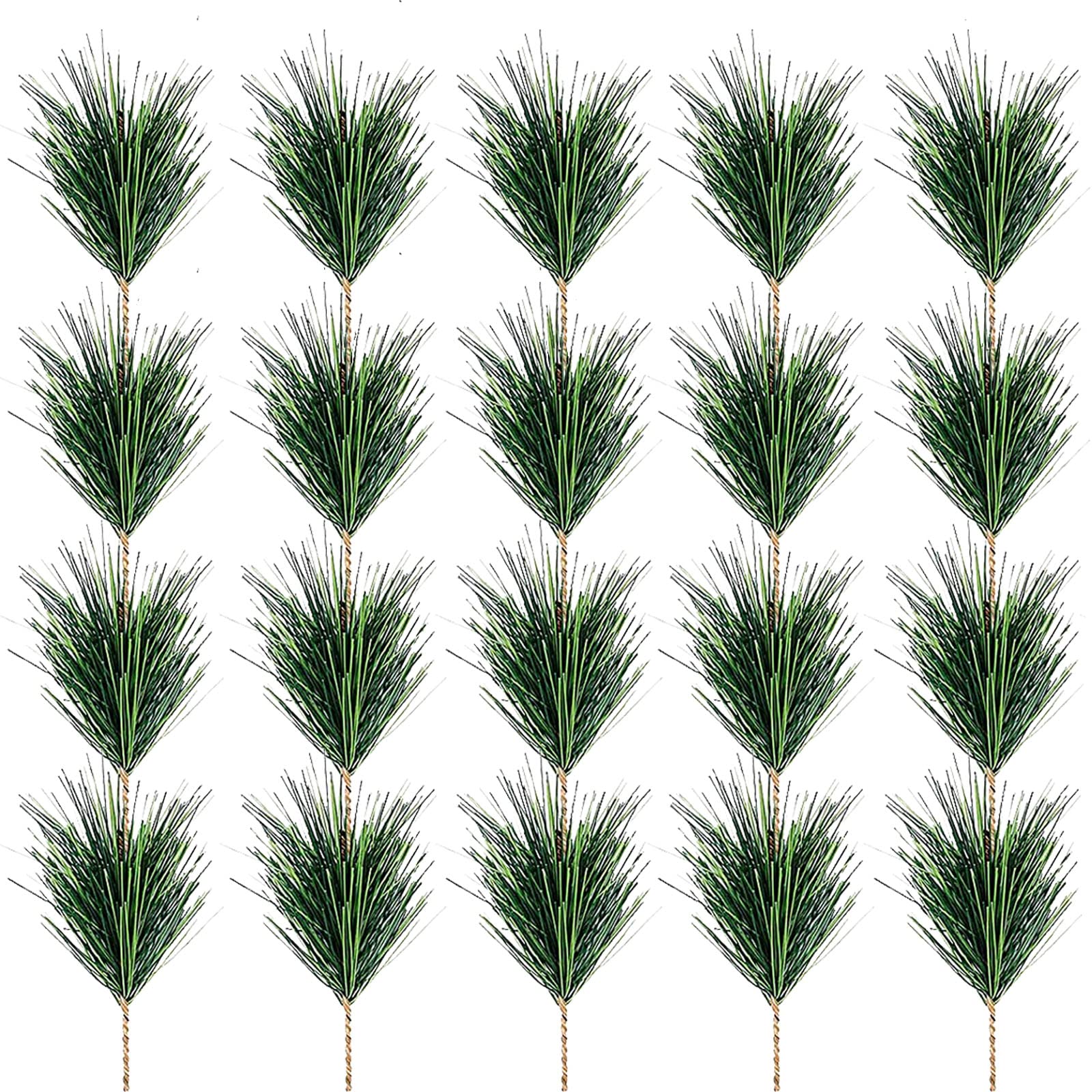 60Pcs Christmas Pine Needles Green Artificial Pine Branches Fake Greenery Pine Picks for Christmas Crafts Garland Wreath Small Pine Twigs Stems Christmas Tree Decorations