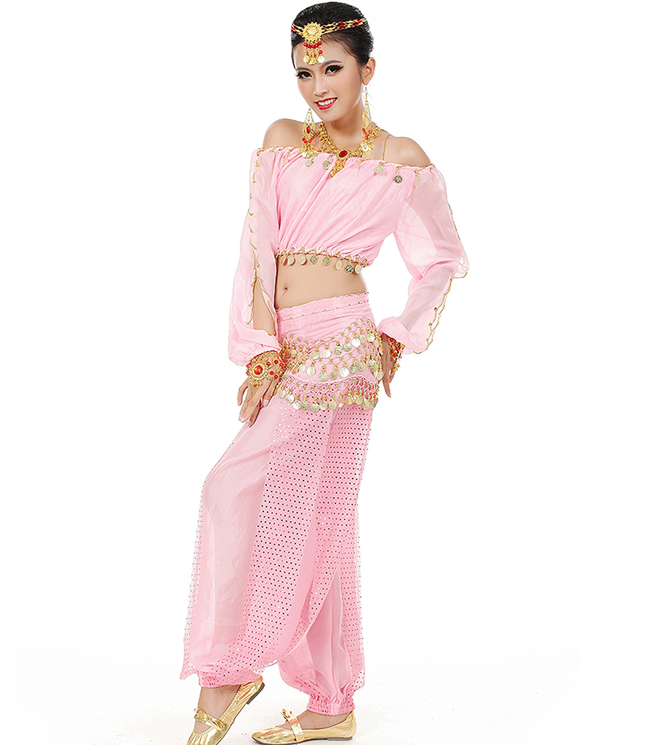 Astage Mujeres Danza Del Vientre Disfraz Active Wear Top Pantalones Cinturón Conjunto