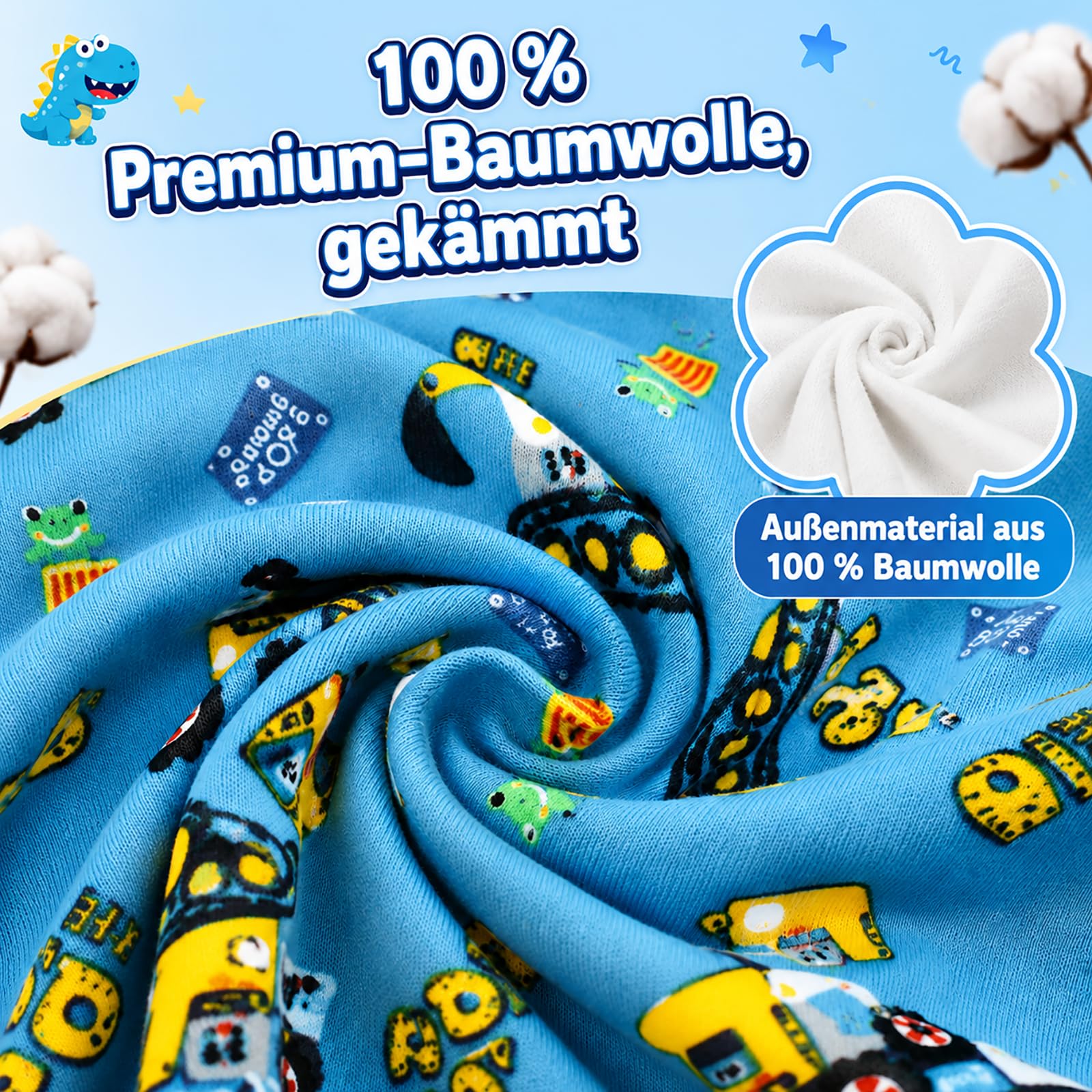 FLYISH DIRECT Baby Töpfchen Trainingshose 6er Pack – Waschbare & Saugfähige Kinder Trainingsunterwäsche Baumwolle für Kinder