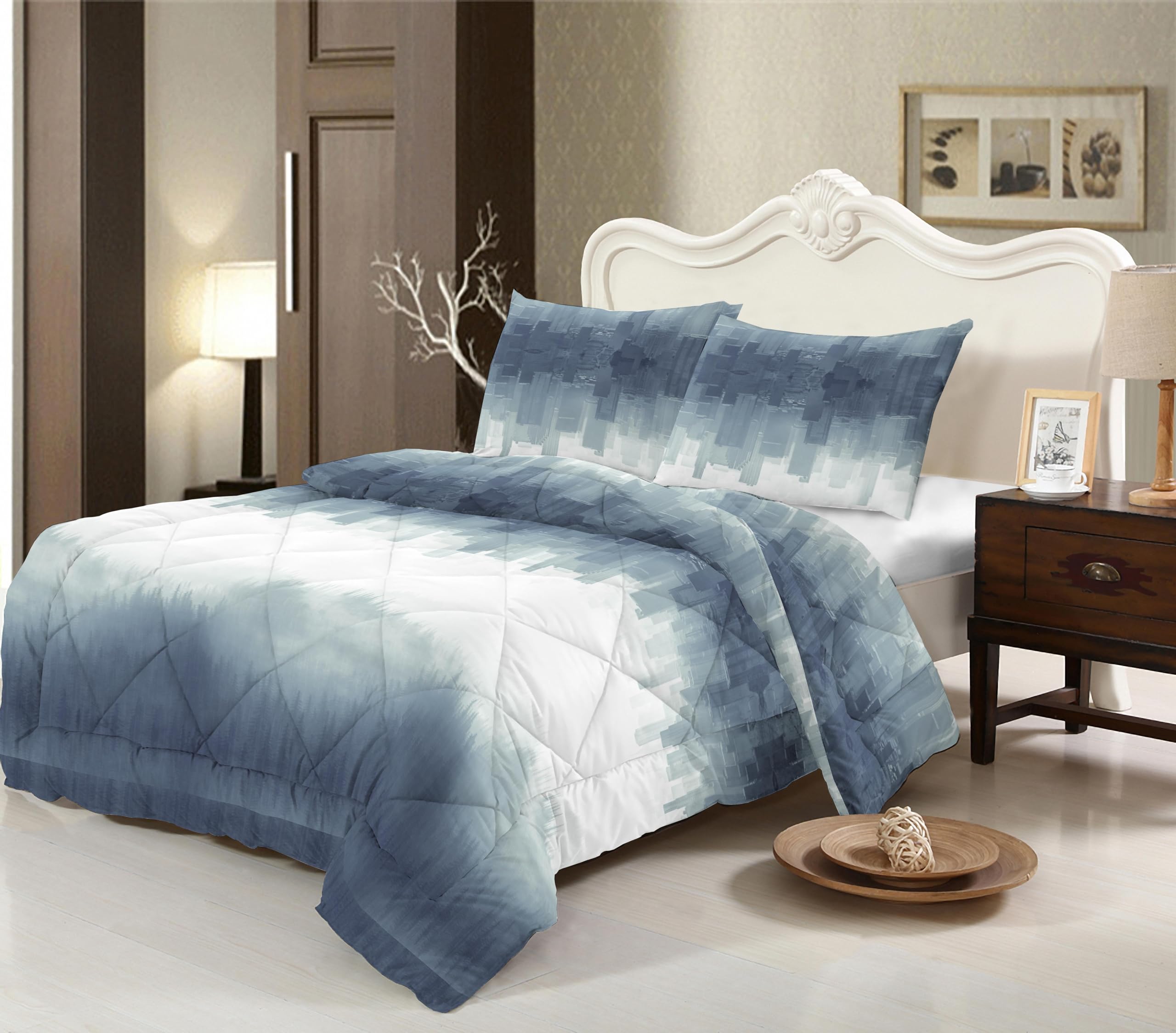 Edredón Nórdico para Cama 105 (200x260 cm) - Relleno de Fibra 250gr/m2, Diseño Estampado Reversible, Suave, Transpirable, Hipoalergénico, Ligero y Cálido para Invierno y Entretiempo (Misuri)