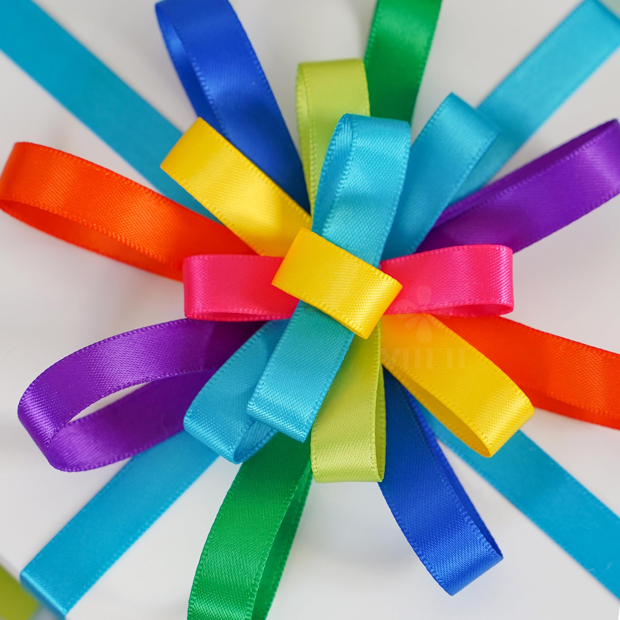 MEEDEE - Nastro di raso Asst. 10 colori 3/8 "x 5 yard ogni totale 50 yds per confezione, arcobaleno