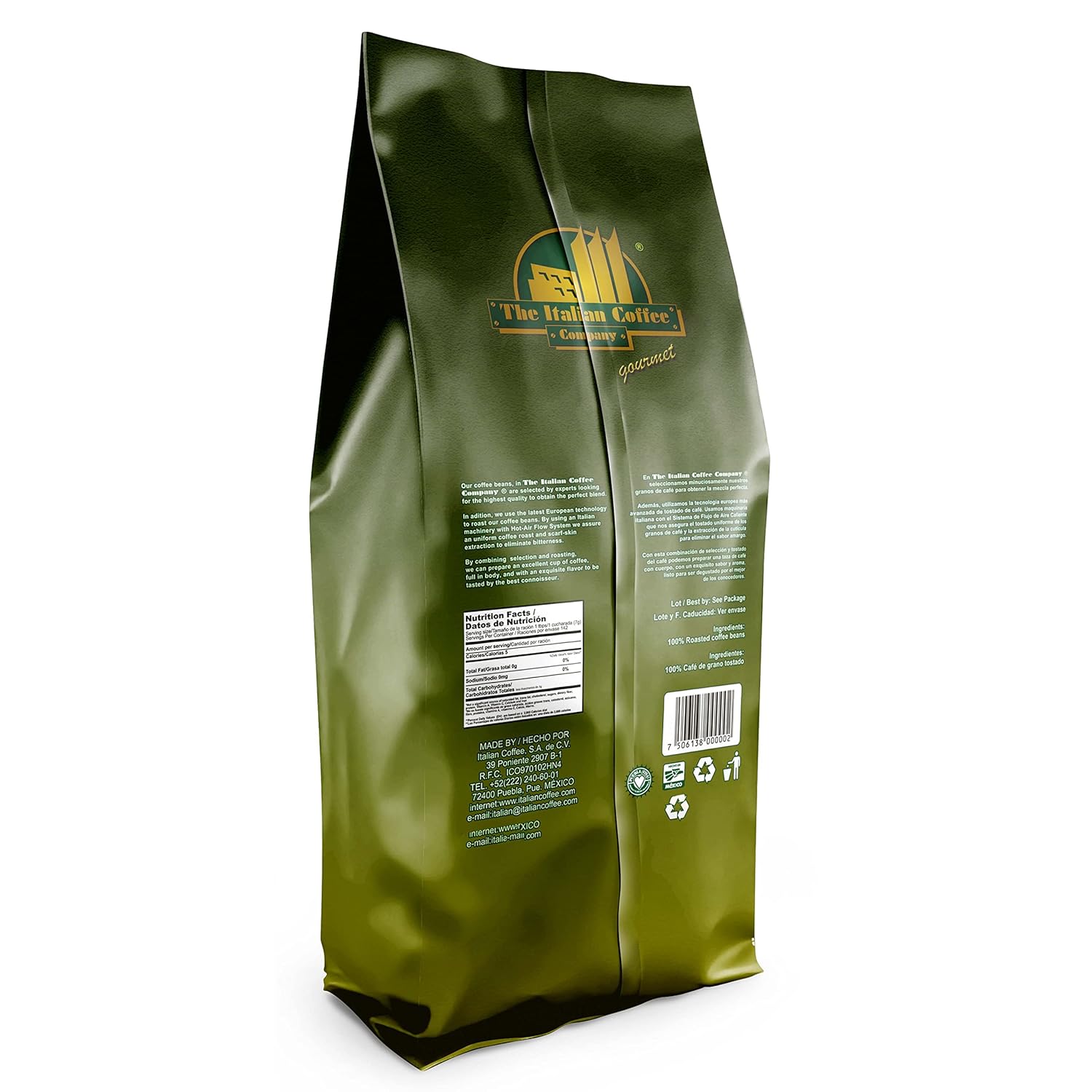 The Italian Coffee Company Espresso Blend Whole Bean Coffee, 1 bag, 35.27 oz., Medium Roast