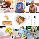 HaWare 9-Piece Portable Travel Silverware Utensils with Case, Stainless Steel Flatware Set for Camping Office School Lunch, Reusable Cutlery Including Knife Fork Spoon, Dishwasher Safe(Pink)