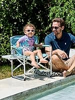 Vista 2 de EVER ADVANCED Silla de directores para niños con mesa auxiliar, silla de campamento plegable acolchada para niños al aire libre con bloqueo