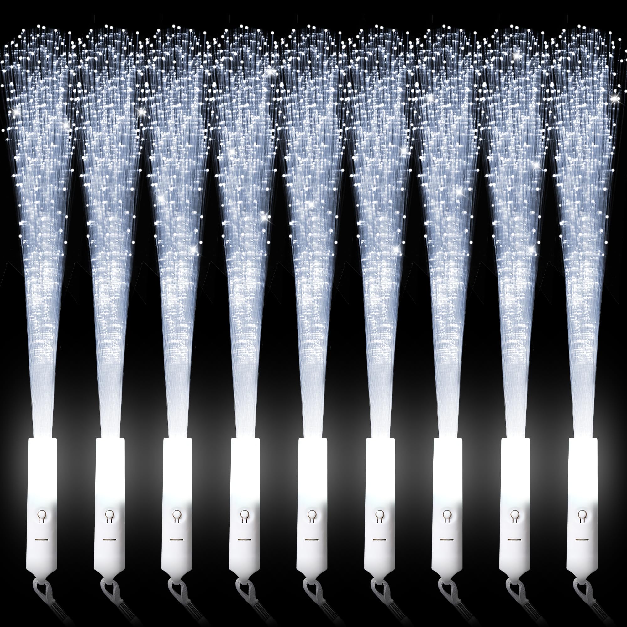 Photo 1 of miikoul 16 Pcs Fiber Optic Wands White Glow Sticks LED Wedding Wand Light up Party Favor Sticks Flashing Wands with 3 Light Modes for neon Party Wedding Baby Shower Birthday Party Supplies