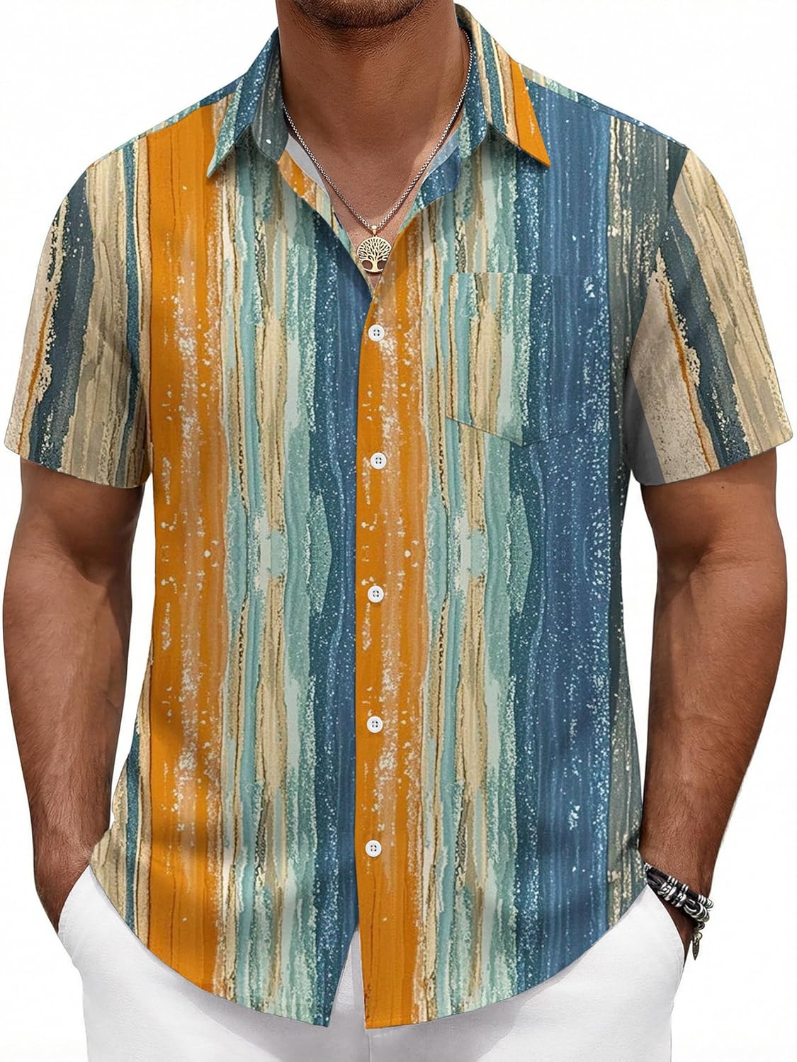 COOFANDY Mens Hawaiian Shirts Short Sleeve Button Down Aloha Shirts Summer Vacation Beach Shirts