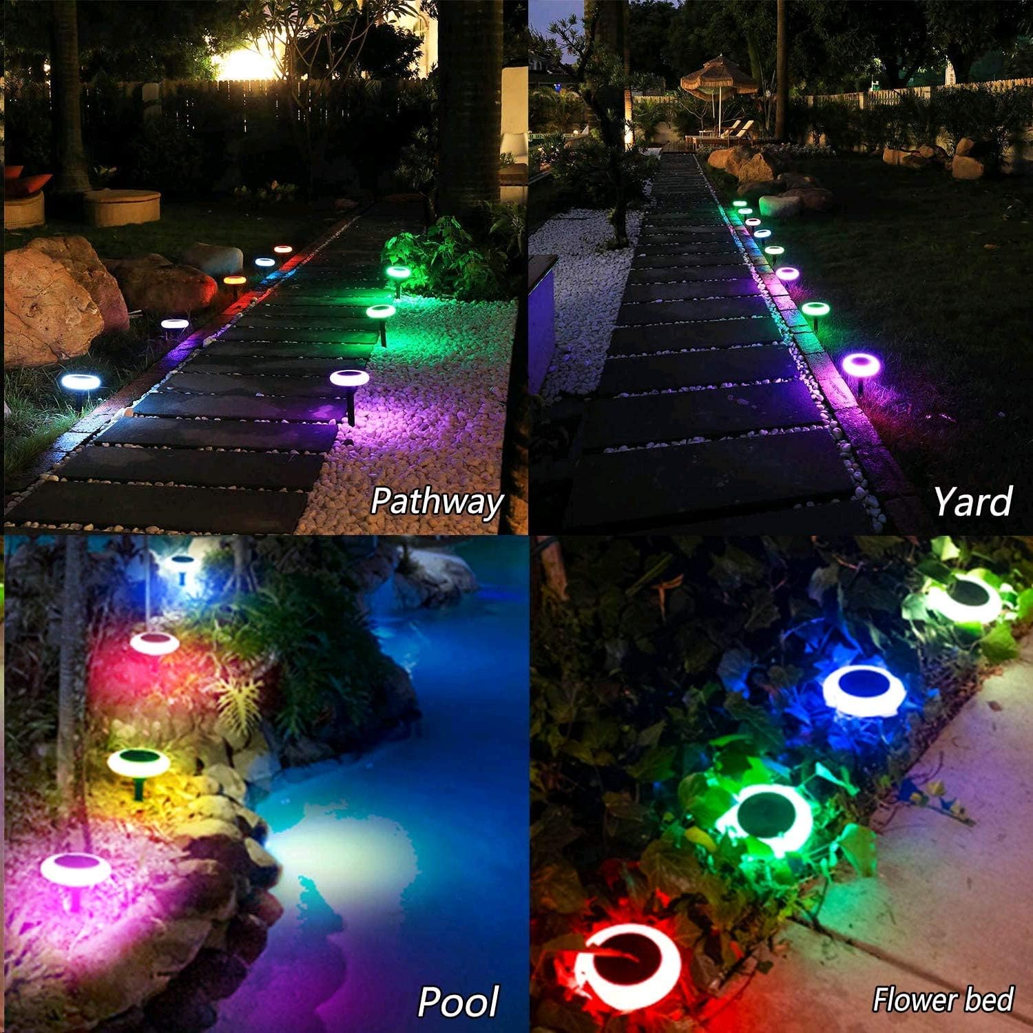 Up To 40% OFF Solar Pathway Lights Outdoor ,6 Pack with 7 Color Changing Waterproof Landscape Path Lights Solar Powered Colorful Lighting Decorative Lights for Garden Path Lawn Walkway Patio Driveway, Auto On/Off
