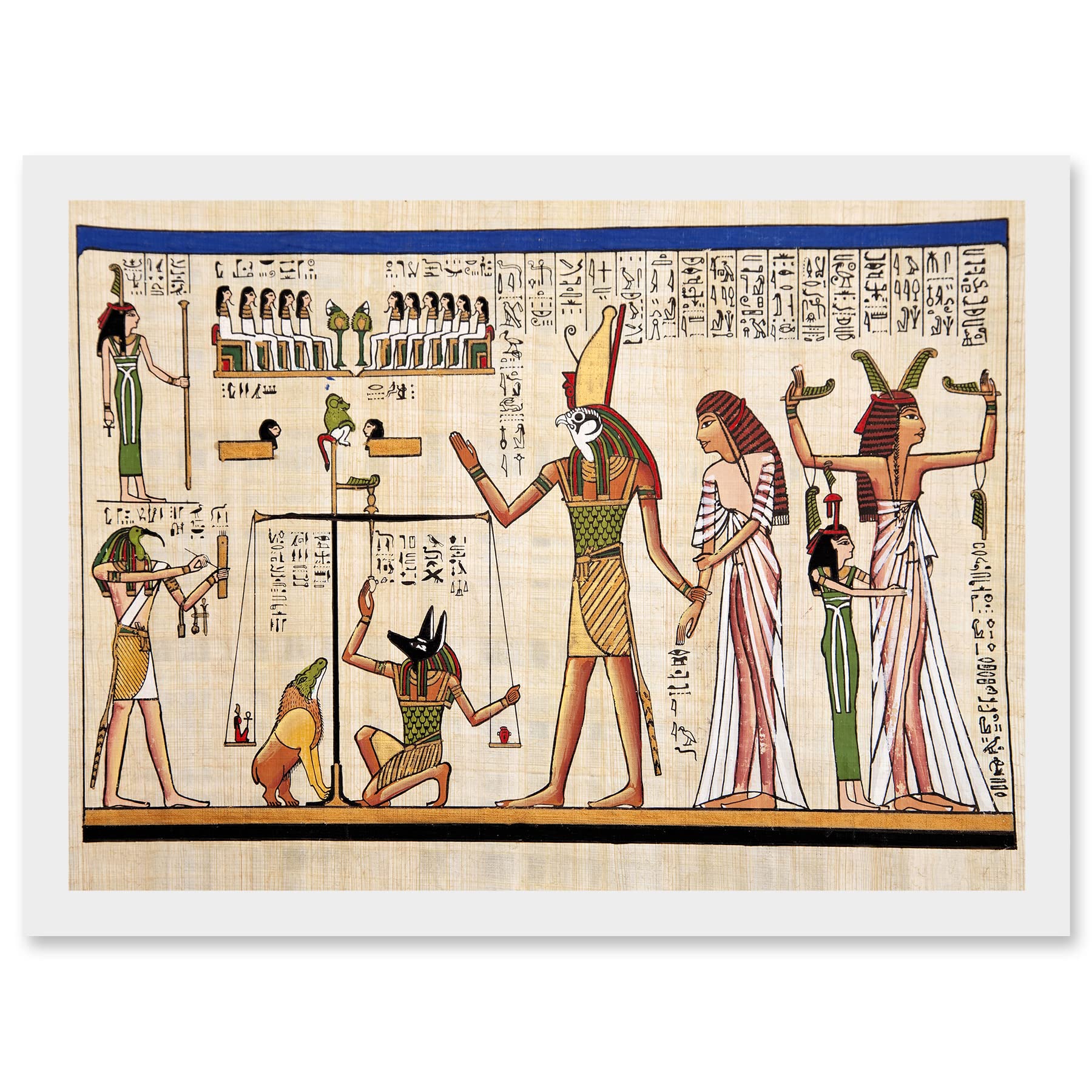 Artery8 Painting Ancient Egyptian Heiroglyphics Horus Thoth Anubis Mural A4 Artwork Framed Wall Art Print