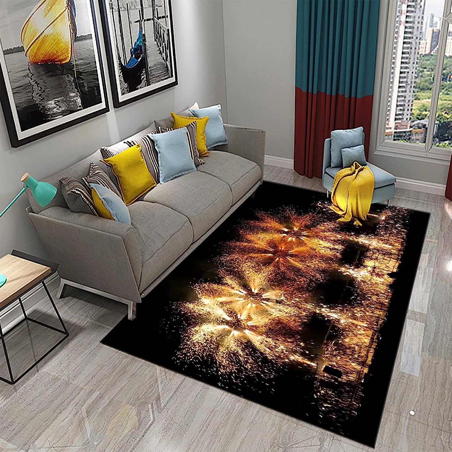 Tappeto Di Zona Tappeti Bellissimi Fuochi D'Artificio Lavabile Soffice Materassini Scendiletto Grandi Tappetini Gioco Per Soggiorno Camera Da Letto Cameretta Dei Bambini Tappeti Per Bambini 160 X 230