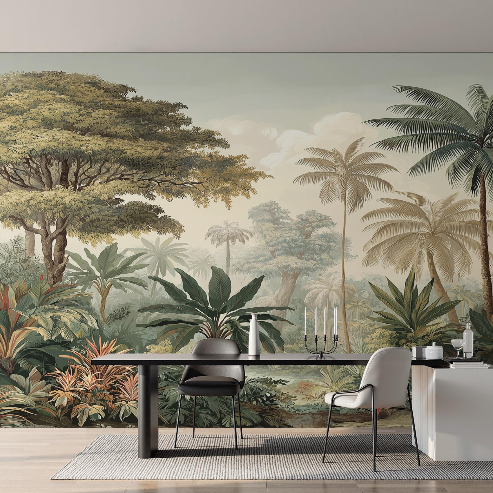 Genérico Papel Pintado Selva Tropical, Papel Pintado Pared Bosque Plantas de Decorativos del Hogar, para Salon Dormitorio Decoracion Pared, 352x250cm D&O98