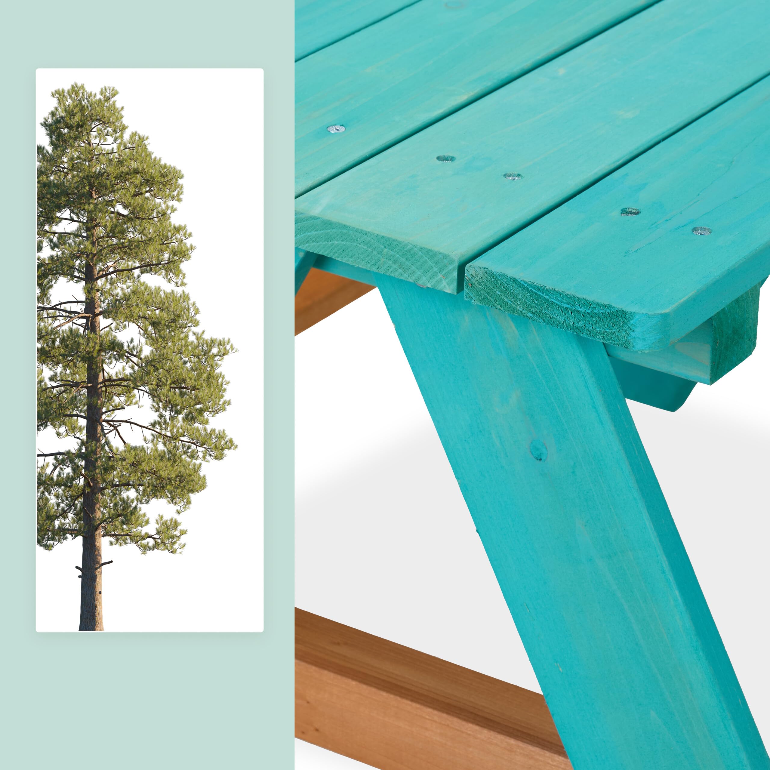 Relaxdays Tavolino da Bambini con Panche da Esterno, Tavolo da Picnic Giardino, 4 Posti, 51x90x78cm, Legno Naturale, Blu