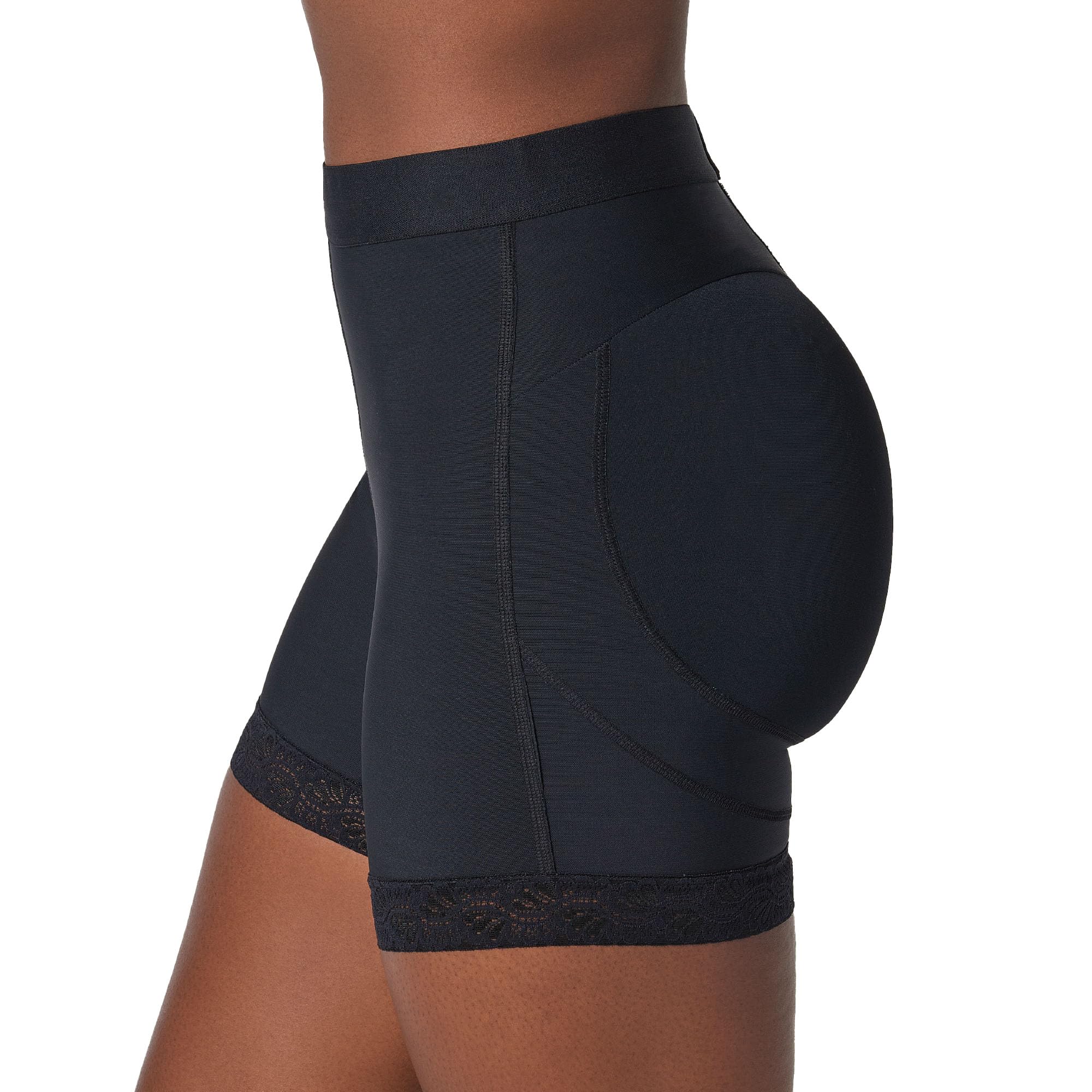 Leonisa Mid-Rise Tummy Control Knickers - Butt Lifter Anti Chafing Shapewear Shorts for Women Black