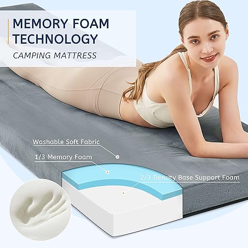 Miniatura 2 de HomeMate CertiPUR-US Memory Foam Camping Mattress Pad Portable Roll Up Mattress for Adults Sleeping Mat Cot Mattress Pad
