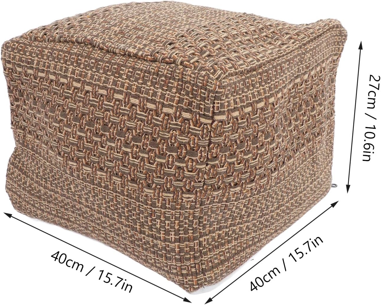 Boho Linen Square Pouf Ottoman Cover Thick Cotton Linen Tatami Buttocks Cushion Office Chair Cushion Cover Khaki