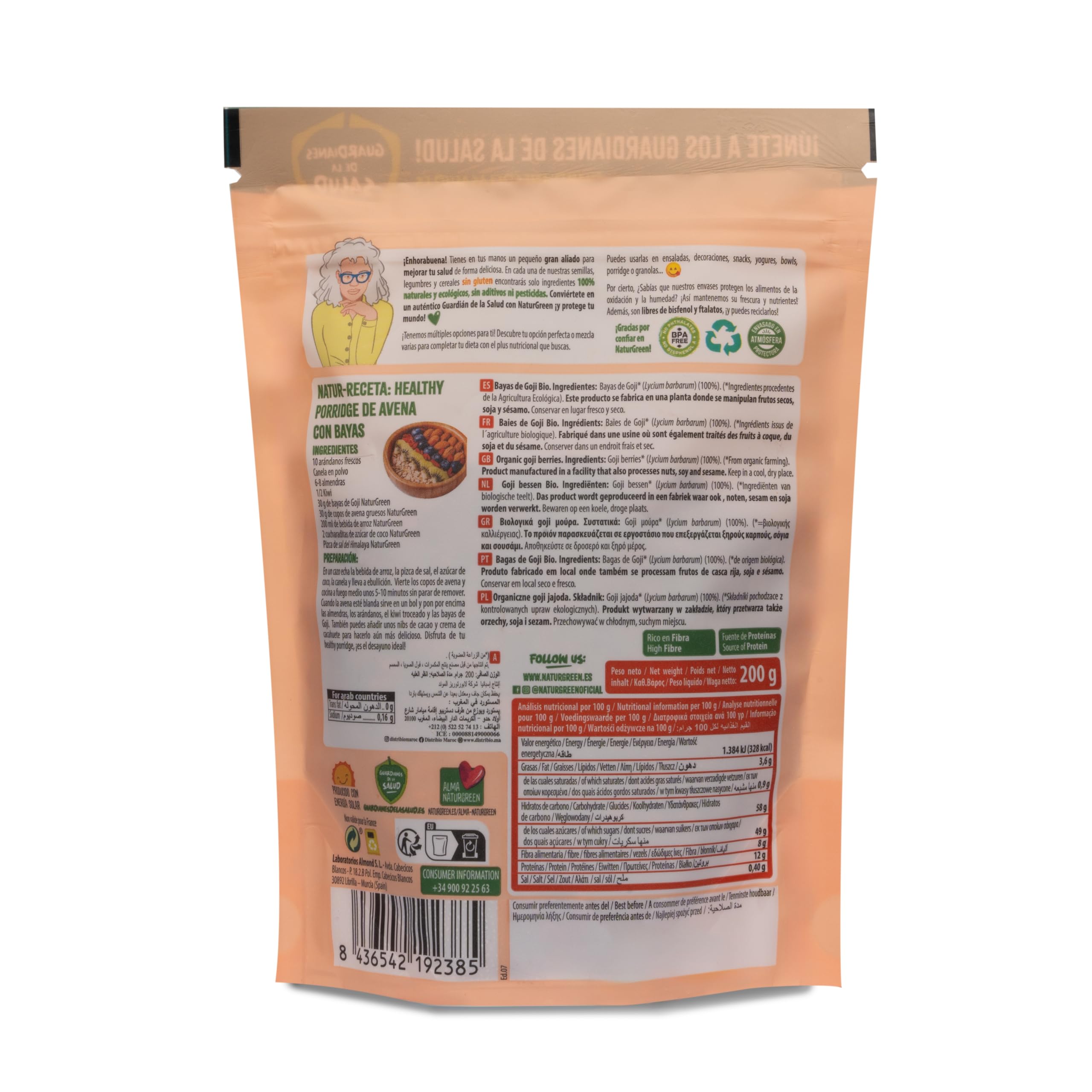 NaturGreen Bayas de Goji Deshidratadas, 200g (Bio)