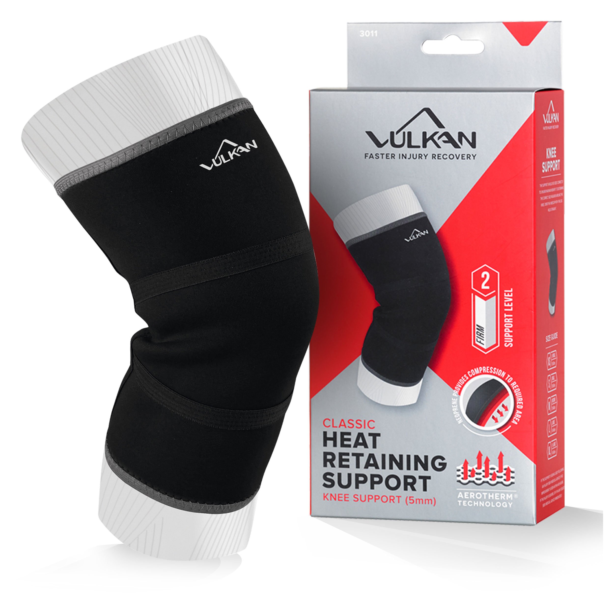 Vulkan Rodillera clásica de neopreno, proporciona compresión ligera, ajuste cómodo, proporciona beneficios terapéuticos, negro, XS, 5 mm