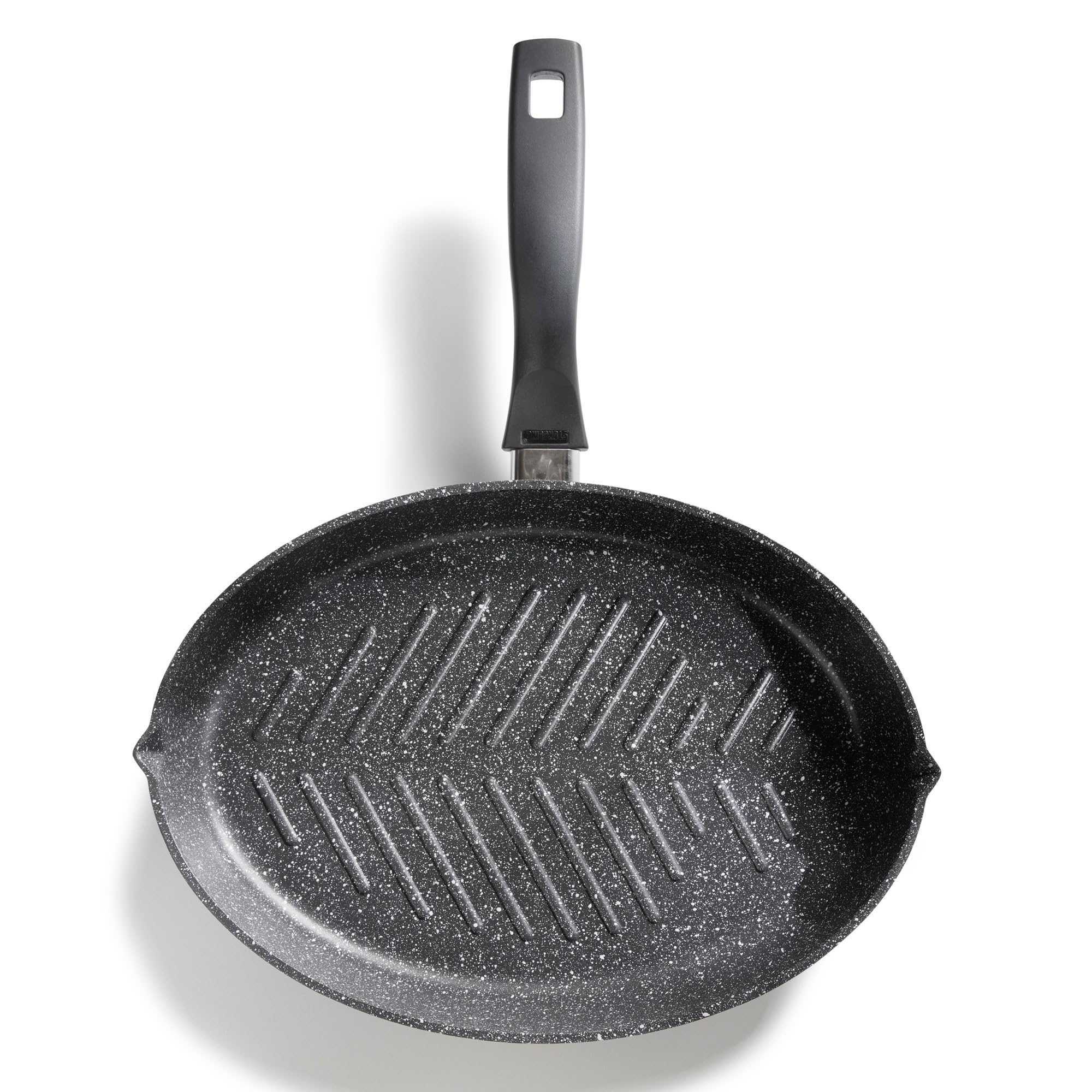 STONELINE Padella Ovale 35x24 cm, Padella Pesce Alluminio Pressofuso, Coperchio, Bistecchiera Grande Ovale, Rivestimento Antiaderente con Vere Particelle di Pietra, a Induzione, Tutti i Piani Cottura