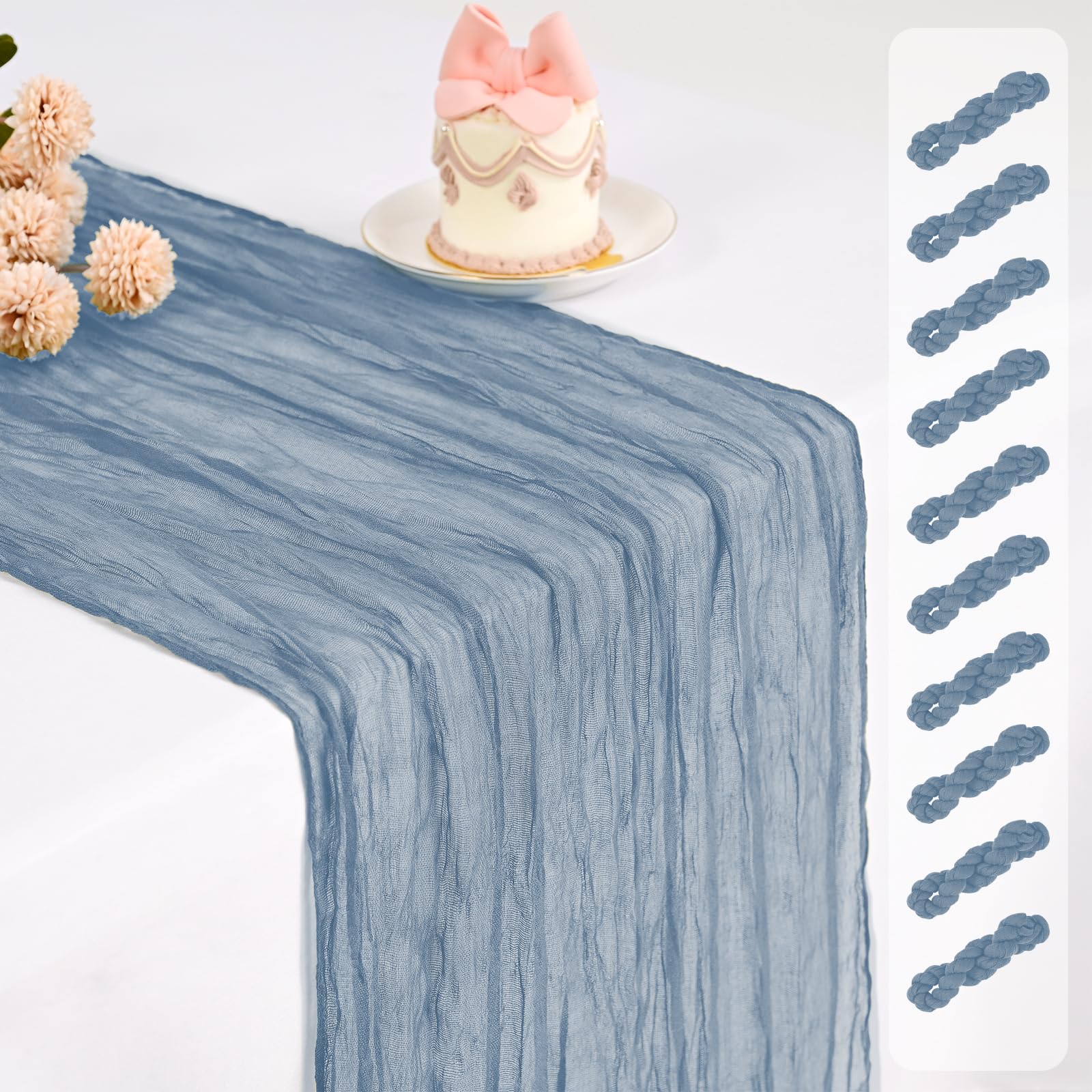 Pesonlook 10 Pack Dusty Blue Cheesecloth Table Runner, Wedding Decoration โ image 1