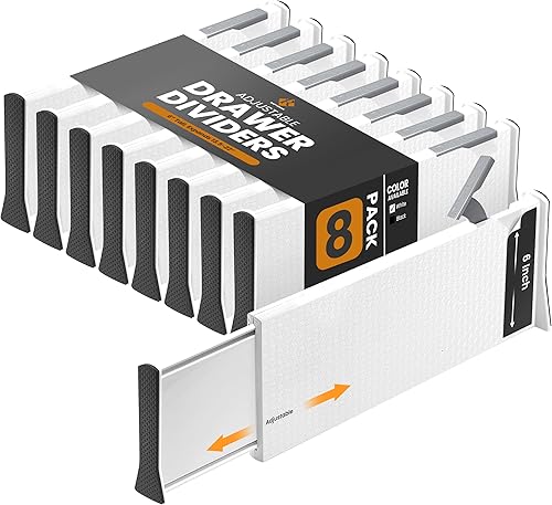 Miniatura 9 de RAPTUROUS Divisores ajustables para cajones profundos, para ropa, tocador, cocina, agarre fuerte y resistente, extremos suaves, 5 pulgadas de alto,