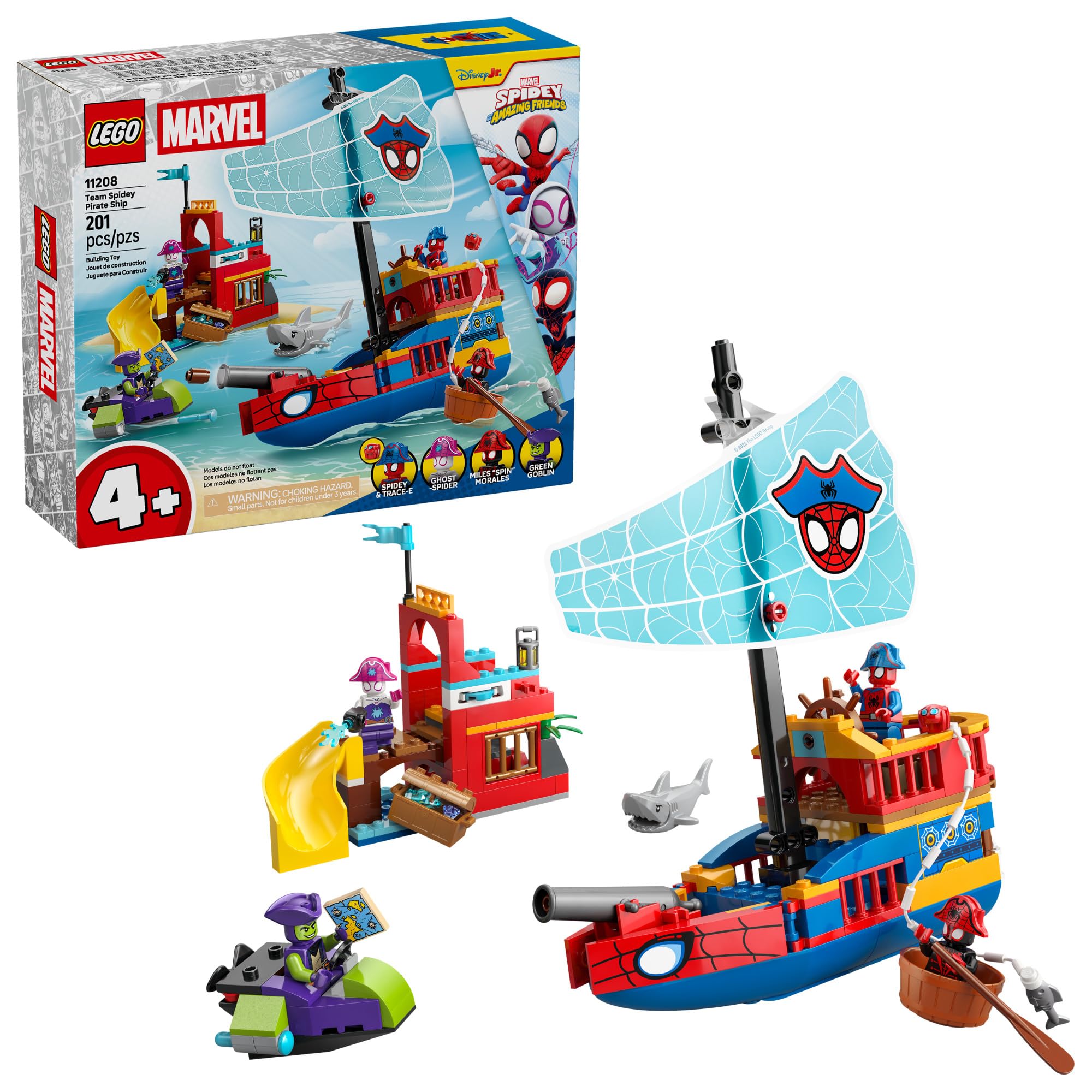 Photo 1 of ***Missing spidey***LEGO Marvel Spidey and His Amazing Friends Team Spidey Pirate Ship Building Toy for Kids - Super Hero Pretend Play Set for Preschool Boys & Girls, Ages 4+ - Gift Idea for Birthdays - 11208***Missing spidey***