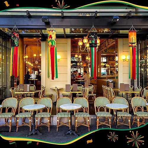 Vista 6 de Jecery 4 piezas de decoración de Kwanzaa Happy Kwanzaa y decoración del patrimonio africano para el hogar, bandera de jardín Kwanzaa Windsock