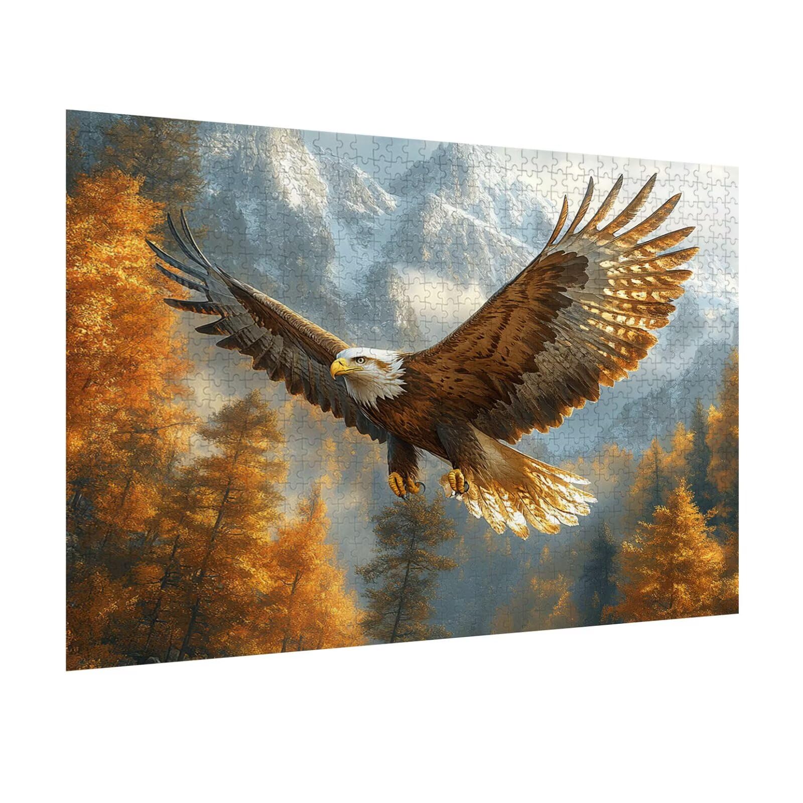 Puzzle 1500 sztuk orzeł trudne drewniane puzzle, n-409 | Niemożliwe wyzwanie, inteligentna gra zręcznościowa, gry logiczne dla całej rodziny, zaśnieżone góry