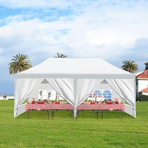Miniatura 5 de Toldo desplegable de 10 x 20 pies con 6 paredes laterales extraíbles, toldo comercial instantáneo para patio, bodas, fiestas, eventos, con bolsa de