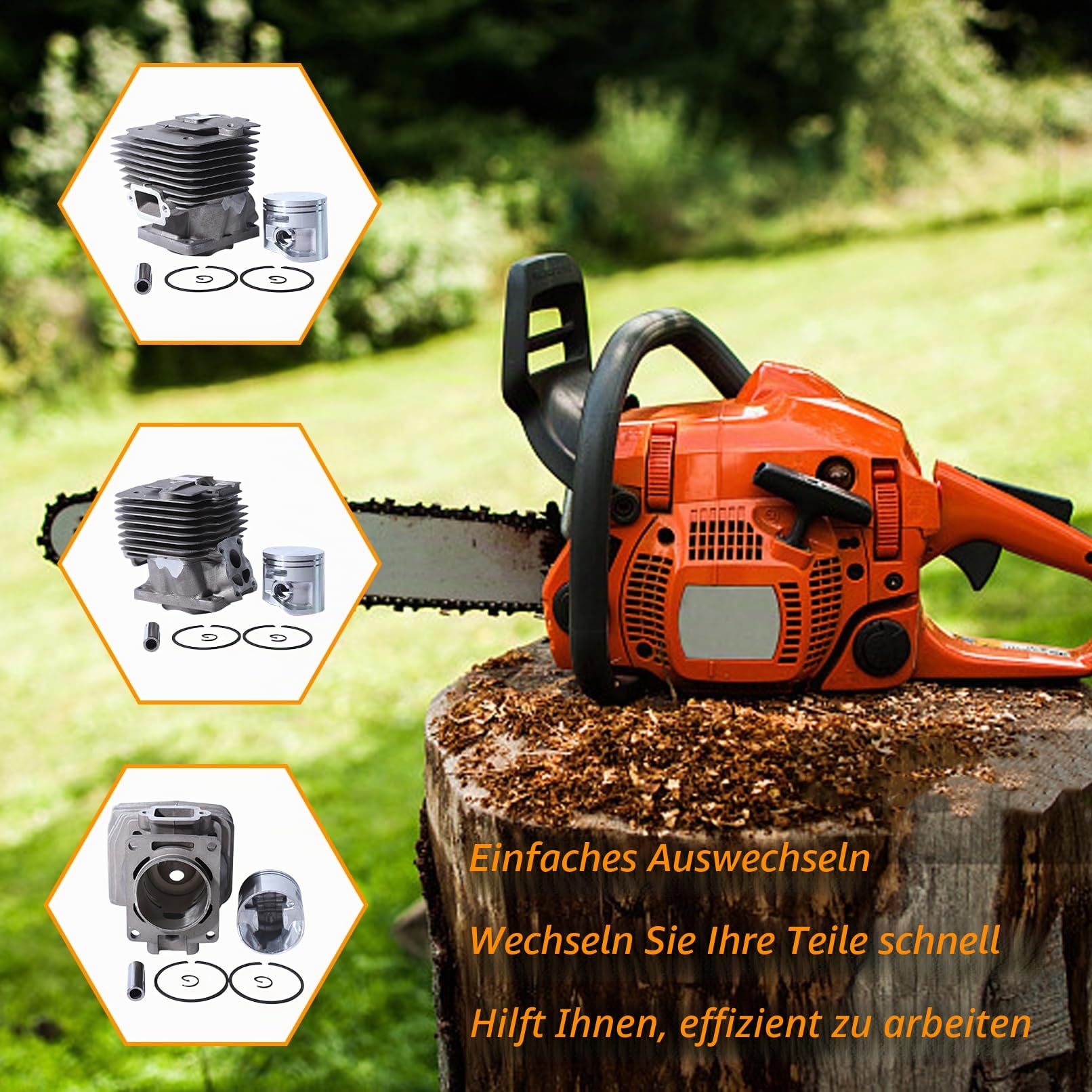 Kolben und Zylinder 50mm Kit für Stihl MS441 MS441C MS 441 MS360 MS260 MS361 für Husqvarna 365 Zündkerze + Kolbensatz + Öldichtung Serie Zubehör16 in 1 Kit 1138020 1201
