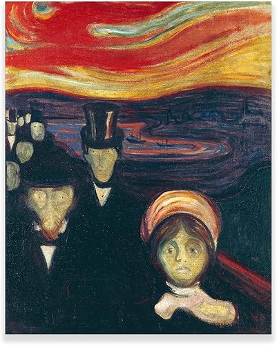 ZZPT Edvard Munch - Lienzo decorativo para pared, póster con impresión de ansiedad, pinturas famosas para sala de estar, dormitorio, hogar, oficina,