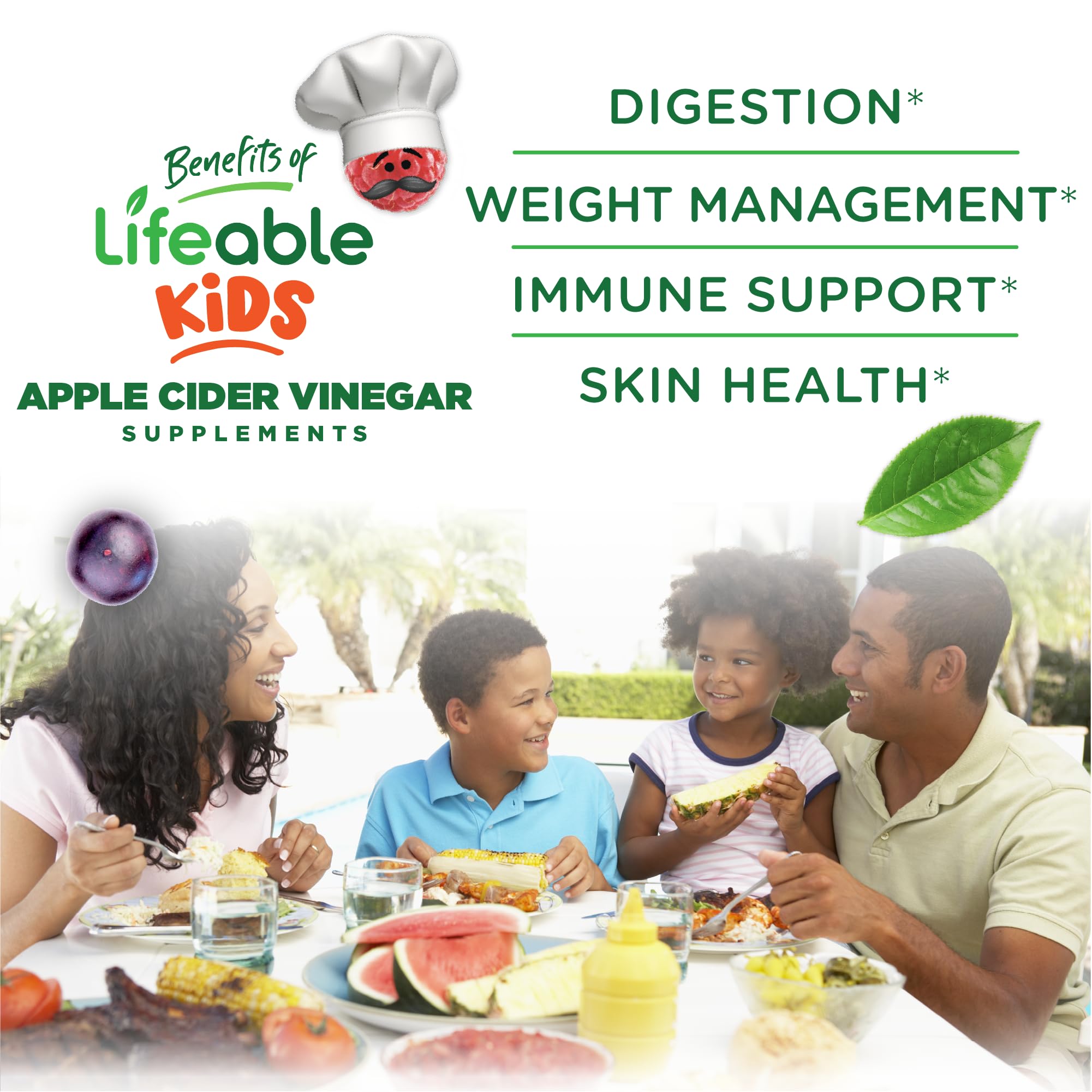 Lifeable Kids Apple Cider Vinegar Gummies with the Mother, 500 mg, 60 Count — Amazon image 3