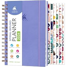 Clever Fox Dated Planner with Tabs 2026 Weekly & Monthly Spiral Planner with Habit Tracker for Goal Setting & Time Management Lavender