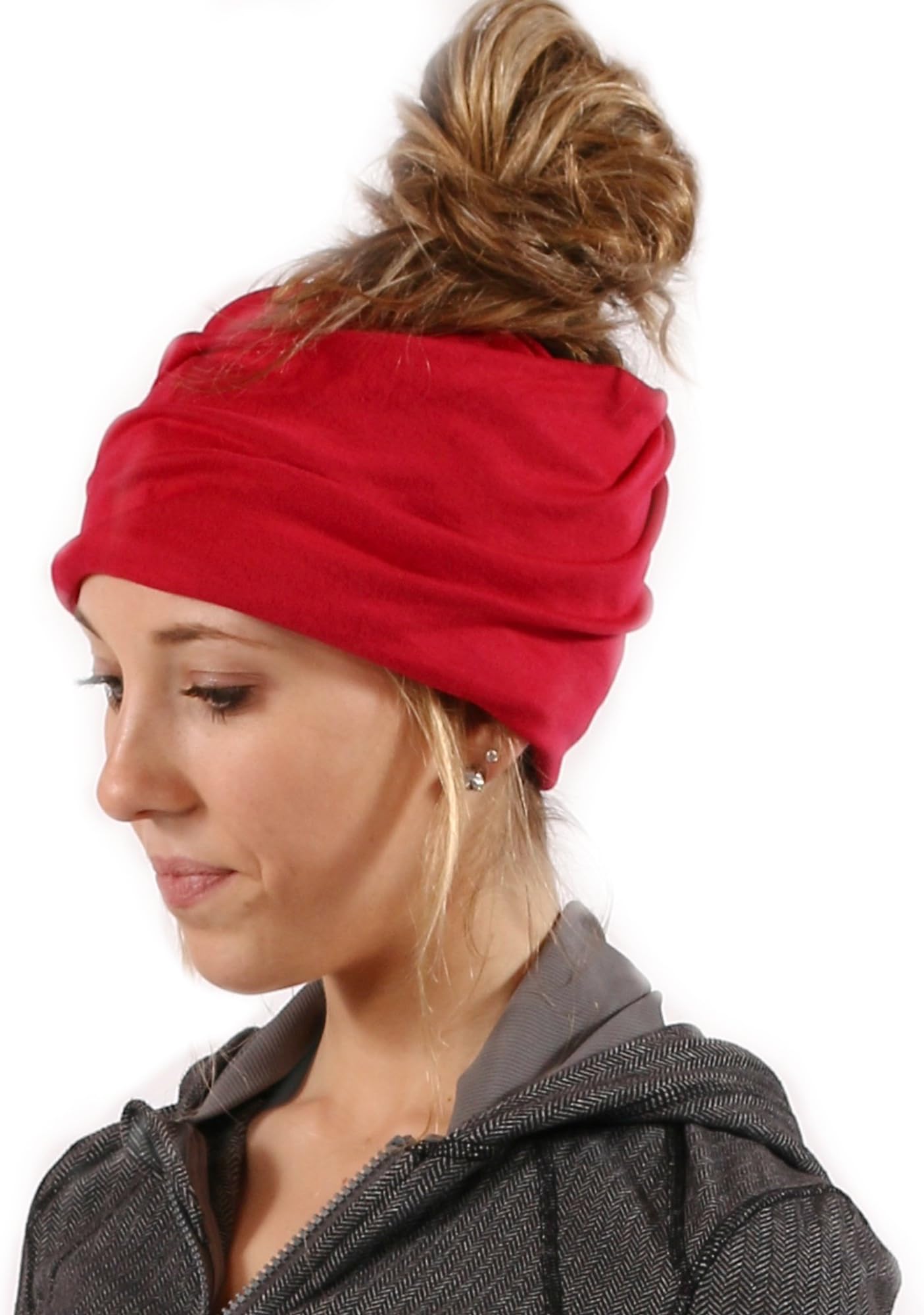 Women's Slouchy Beanie with Hole (Red)