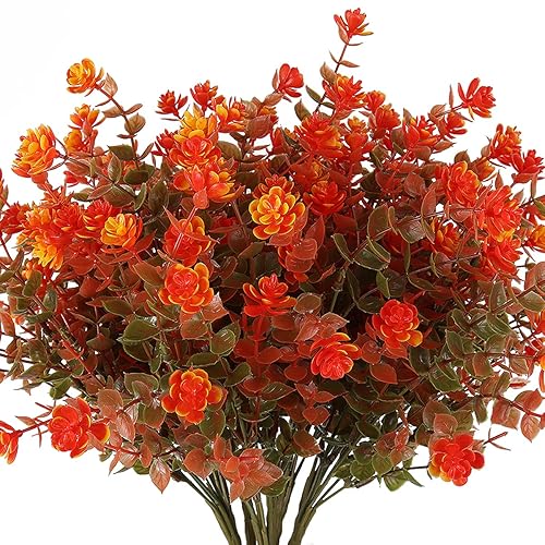 RECUTMS 8 Bundles Artificial Fall Flowers No Fade Faux Autumn
