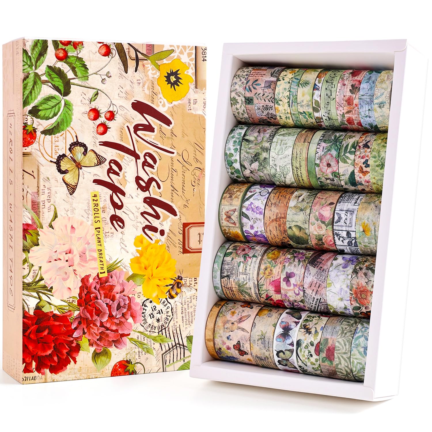 Vintage Washi Tape Set - Butterflies & Flowers -1