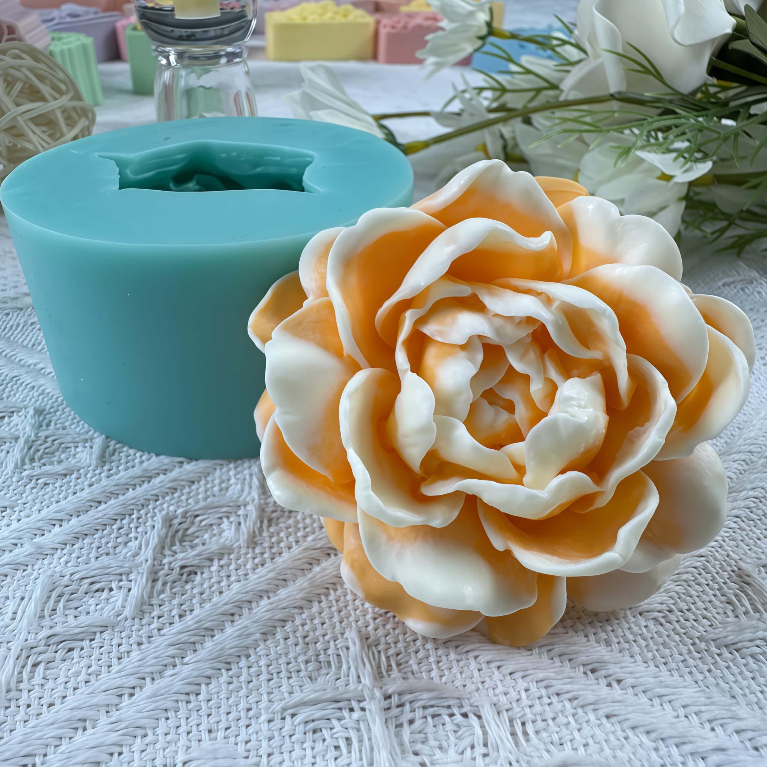 Molde de silicona 3D con diseño de flor de jazmín para mousse, jabón, vela, cera perfumada, chocolate, gelatina, hielo, azúcar, yeso aromático, resina epoxi