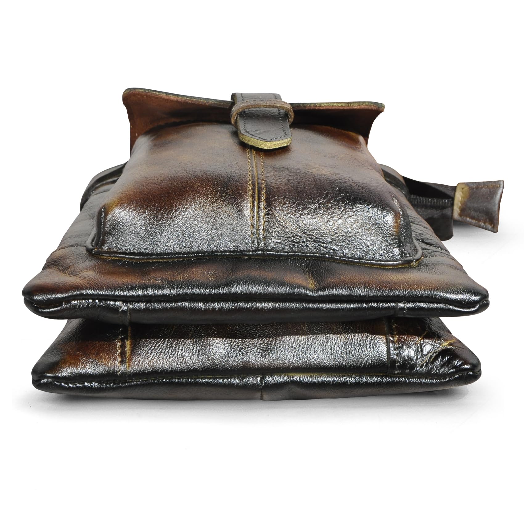 Le'aokuu Uomini Vera Pelle Viaggio Hip Bum Marsupio Fanny Belt Borsa a tracolla piccola 8711 (8711 Marrone scuro)
