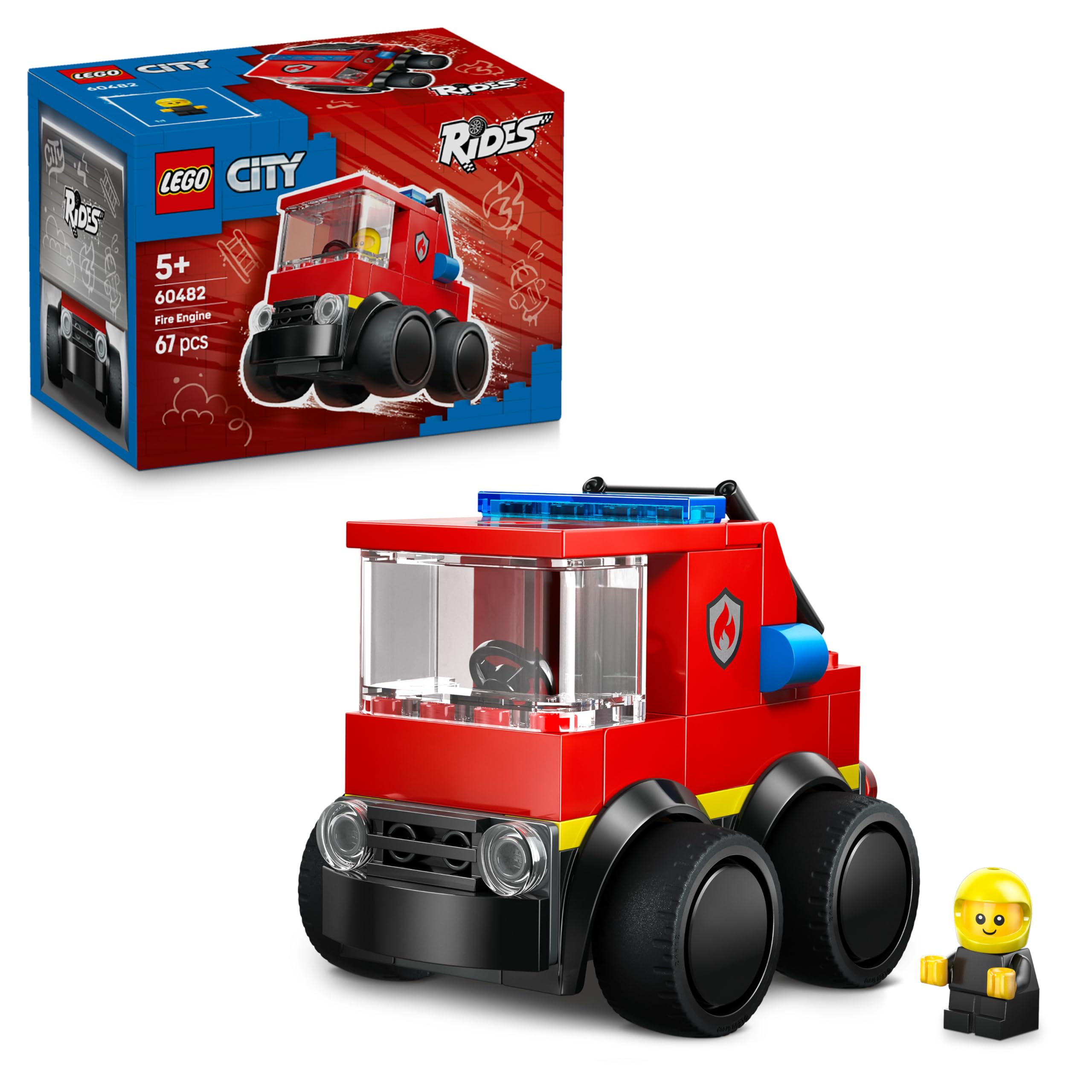 LEGO City Rides, Fire Engine Toy, Emergency Vehicles Building Set w/a Firefighter Junior Minifigure, Party Bag Fillers