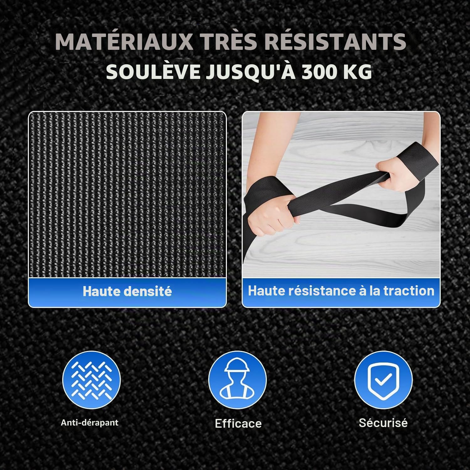 Sangles de Transport pour Meubles de déménagement - Sangle de Transport - Solides, durables et pouvant Supporter jusqu'à 300 kg - Ergonomique et Efficace pour Le Transport de Meubles sans stressv Lot