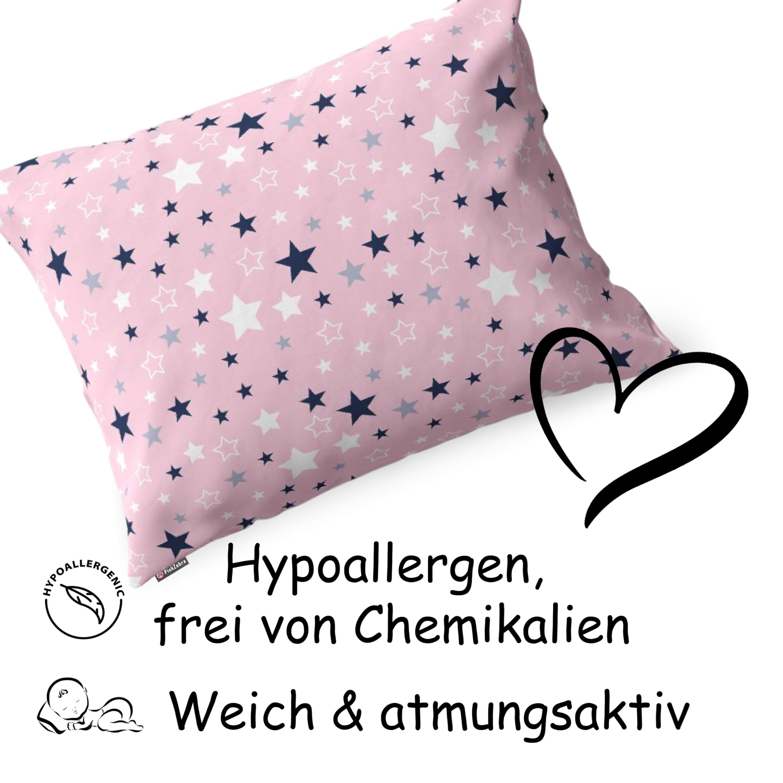 PinkZebra Fodera per cuscino 20x30 cm cotone bambini Öko-tex Standard 100 con cerniera