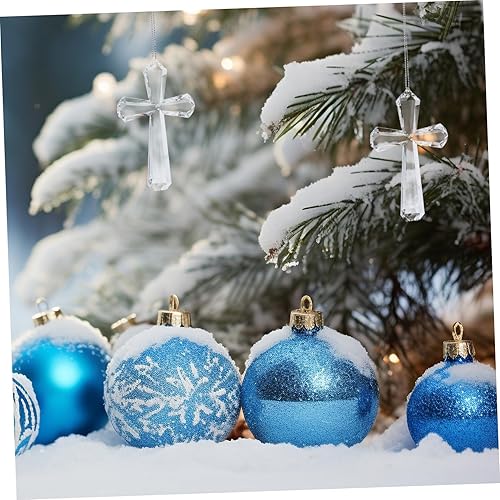 Miniatura 7 de Operitacx Adorno de cruz pequeña, decoración única para colgar en el árbol de Navidad, diseño elegante y delicado para el hogar y decoración