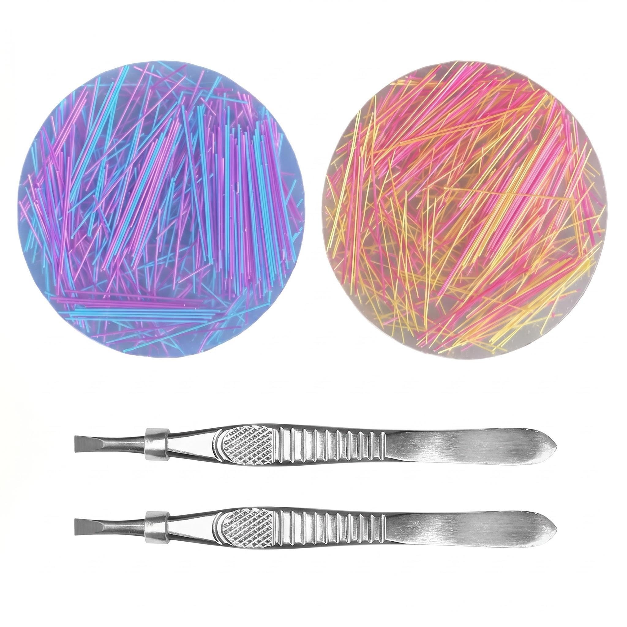 2Pcs Picky Pad Skin Picking Fidget Toys with Tweezers Stress Anxiety Relief Silicone Picky Pads Reusable Sensory Pad Trichotillomania Fidget Toys for Adults Teens Home Office Travel(Blue+Yellow)