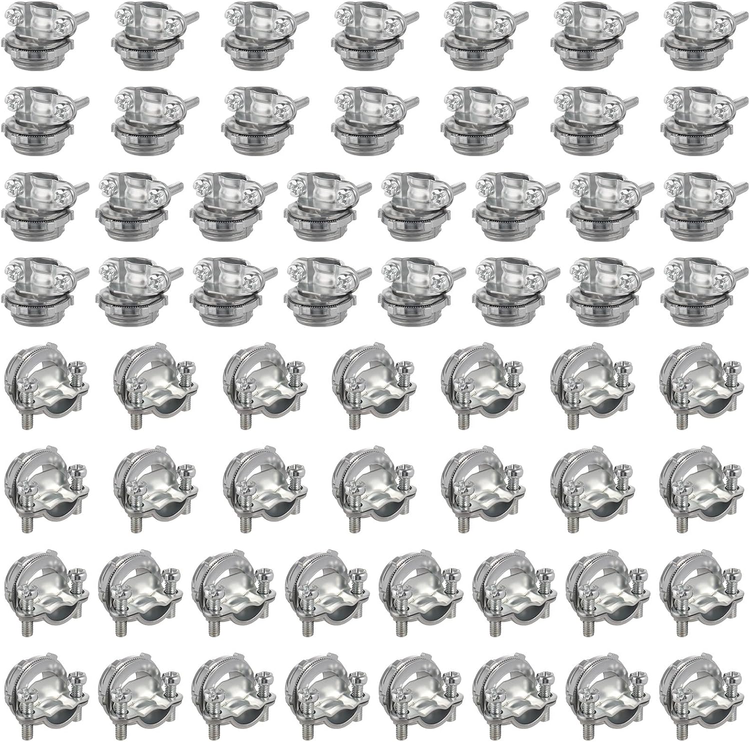 60 Pcs 1/2 Inch Clamp Type Cable Connectors, Metal Electrical Box Connectors Conduit Clamp for NM Cables, Electric Wires, Metallic Conduit Protect Cables, Zinc
