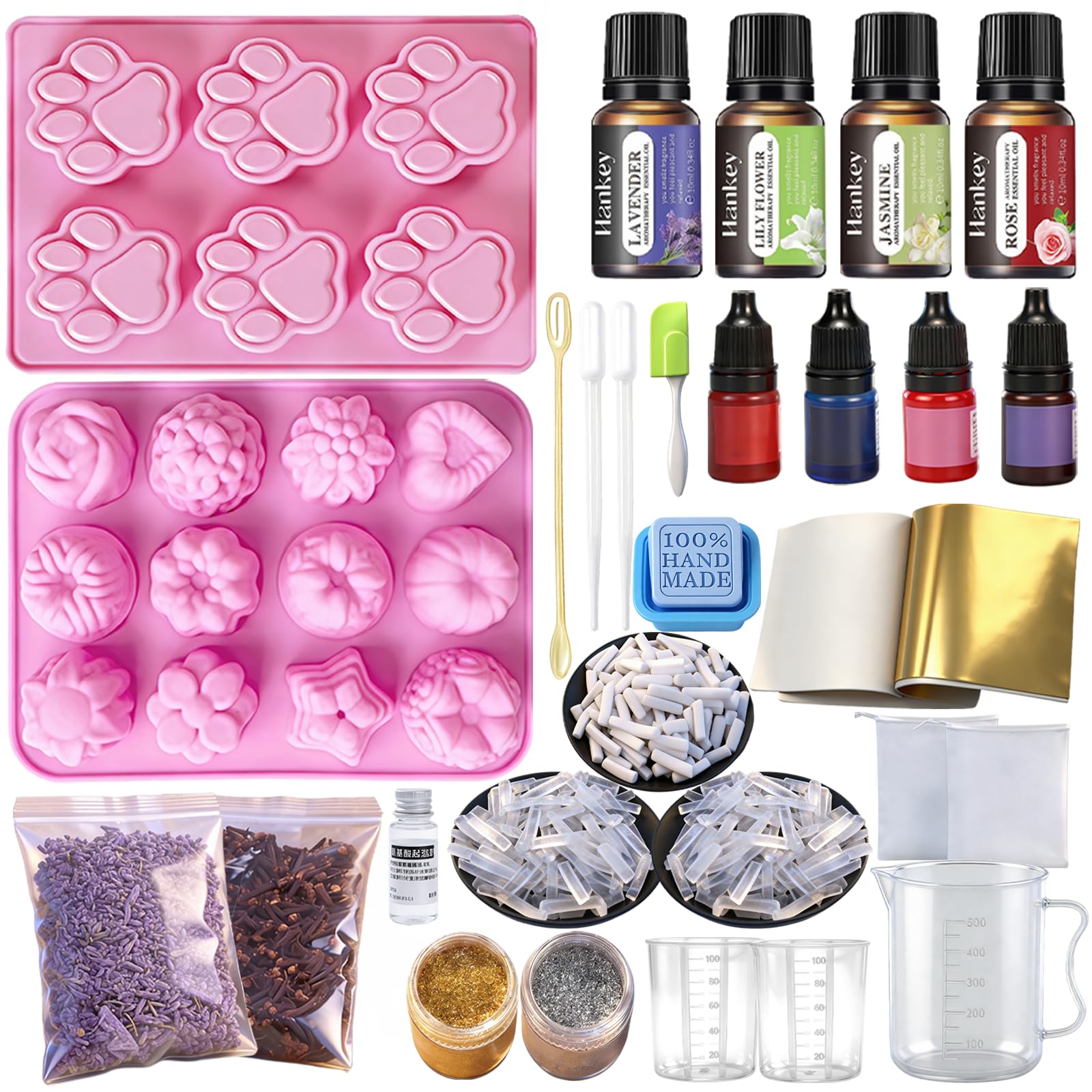 Seife Selber Machen Set Kreative Bastelset DIY für Erwachsene Seifenherstellung mit Silikonform und Seifenbasis Geburtstagsgeschenke für Frauen Anfänger